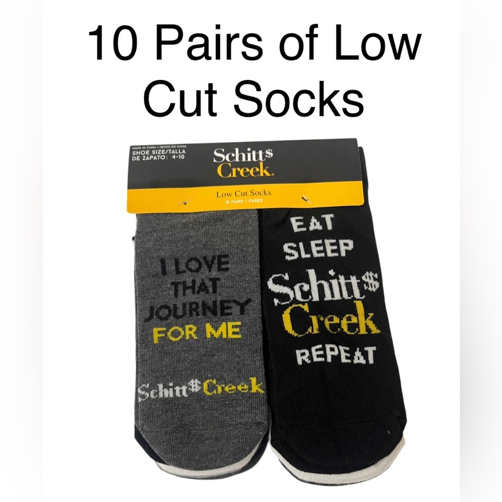 🖤NEW Schitts Creek 10 Pairs of Low Cut Socks with Quotes